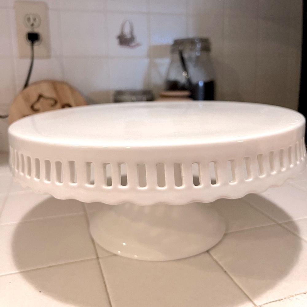 Large White Ceramic Cake Stand